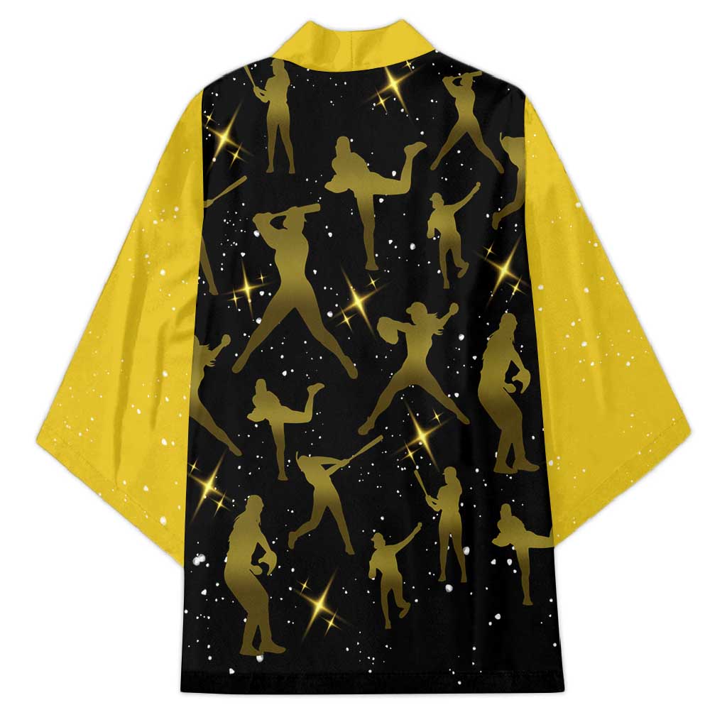 Softball Sunflower Yellow Black Christmas Kimono Xmas Holiday Patterns - Wonder Print Shop