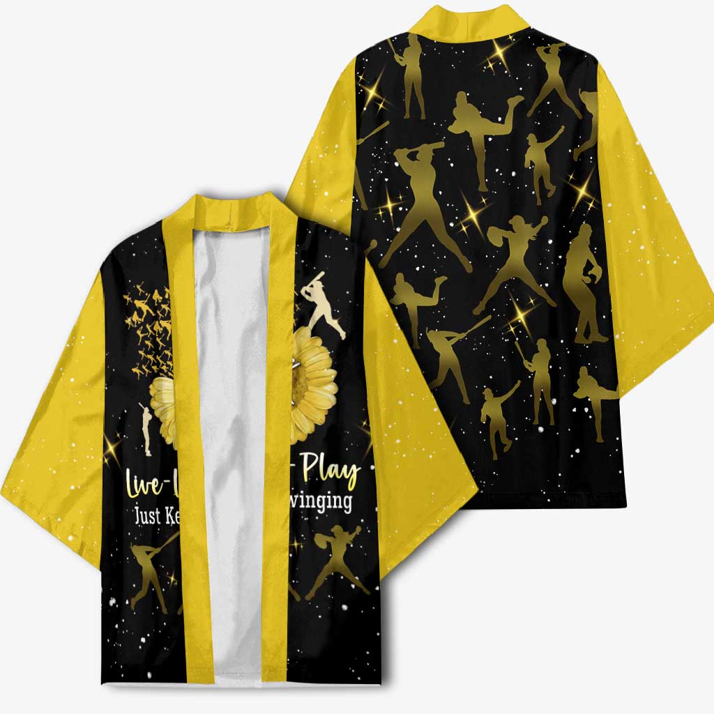 Softball Sunflower Yellow Black Christmas Kimono Xmas Holiday Patterns - Wonder Print Shop