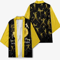 Softball Sunflower Yellow Black Christmas Kimono Xmas Holiday Patterns - Wonder Print Shop