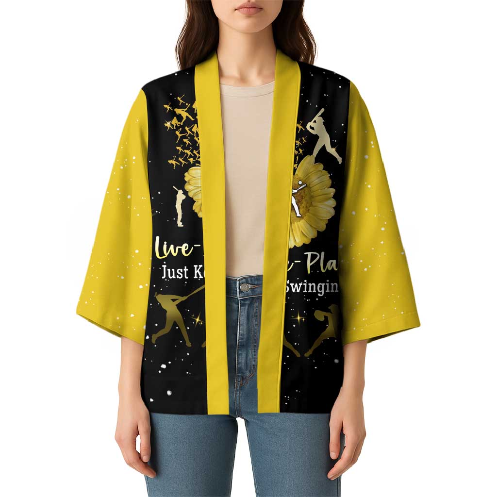 Softball Sunflower Yellow Black Christmas Kimono Xmas Holiday Patterns - Wonder Print Shop