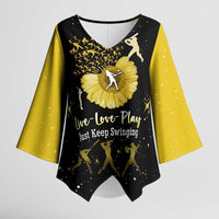 Softball Sunflower Yellow Black Christmas Kimono Sleeve Blouse Xmas Holiday Patterns - Wonder Print Shop