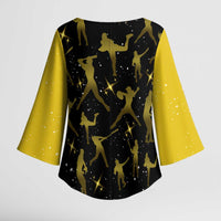 Softball Sunflower Yellow Black Christmas Kimono Sleeve Blouse Xmas Holiday Patterns - Wonder Print Shop