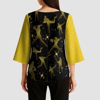 Softball Sunflower Yellow Black Christmas Kimono Sleeve Blouse Xmas Holiday Patterns - Wonder Print Shop