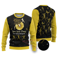 Softball Sunflower Yellow Black Christmas Ugly Christmas Sweater Xmas Holiday Patterns - Wonder Print Shop