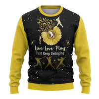 Softball Sunflower Yellow Black Christmas Ugly Christmas Sweater Xmas Holiday Patterns - Wonder Print Shop