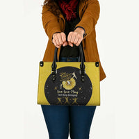 Softball Sunflower Yellow Black Christmas Leather Bag Xmas Holiday Patterns - Wonder Print Shop