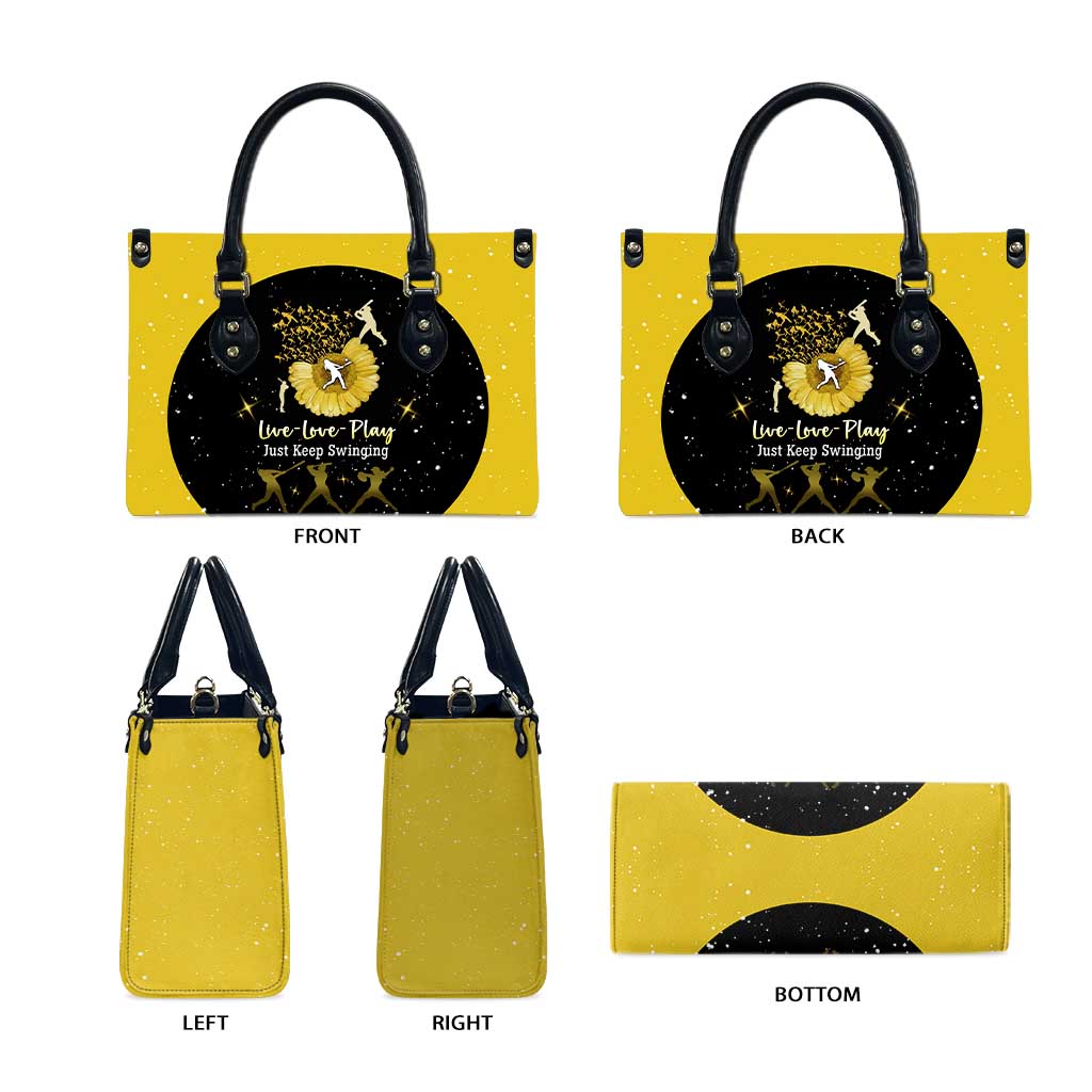 Softball Sunflower Yellow Black Christmas Leather Bag Xmas Holiday Patterns - Wonder Print Shop