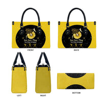 Softball Sunflower Yellow Black Christmas Leather Bag Xmas Holiday Patterns - Wonder Print Shop
