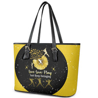 Softball Sunflower Yellow Black Christmas Leather Tote Bag Xmas Holiday Patterns - Wonder Print Shop