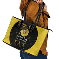 Softball Sunflower Yellow Black Christmas Leather Tote Bag Xmas Holiday Patterns - Wonder Print Shop