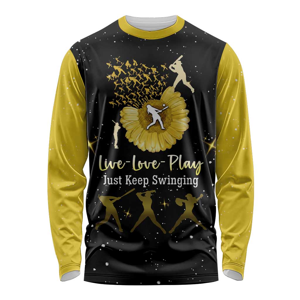 Softball Sunflower Yellow Black Christmas Long Sleeve Shirt Xmas Holiday Patterns - Wonder Print Shop