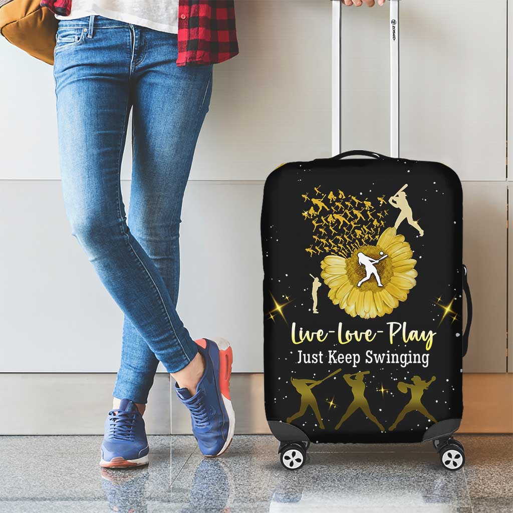 Softball Sunflower Yellow Black Christmas Luggage Cover Xmas Holiday Patterns - Wonder Print Shop