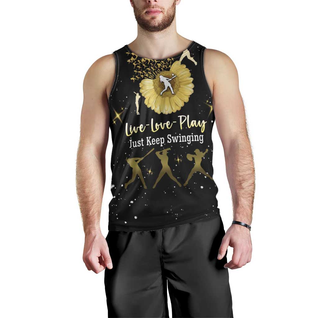 Softball Sunflower Yellow Black Christmas Men Tank Top Xmas Holiday Patterns - Wonder Print Shop