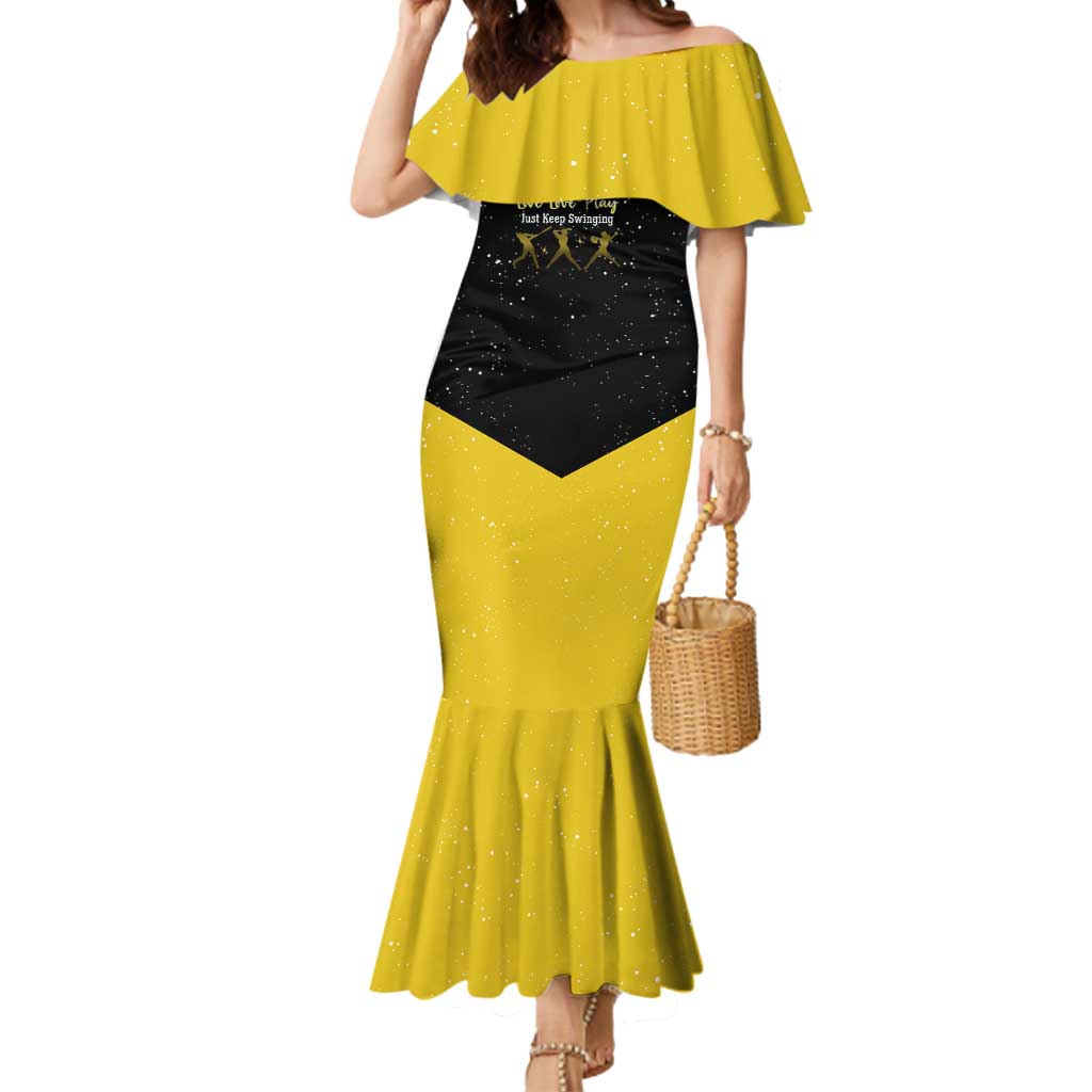 Softball Sunflower Yellow Black Christmas Mermaid Dress Xmas Holiday Patterns - Wonder Print Shop