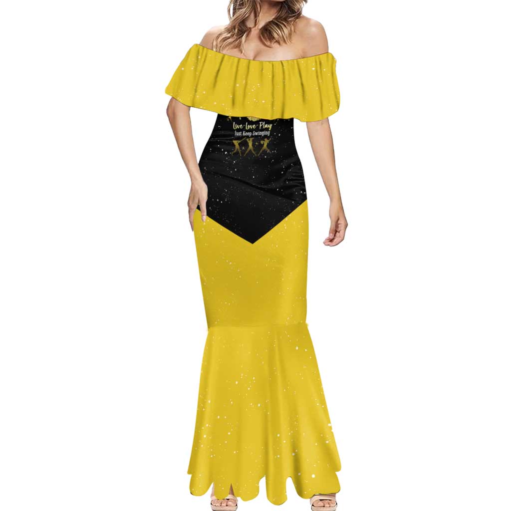 Softball Sunflower Yellow Black Christmas Mermaid Dress Xmas Holiday Patterns - Wonder Print Shop