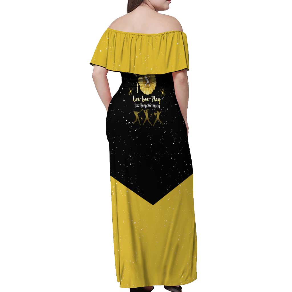 Softball Sunflower Yellow Black Christmas Off Shoulder Maxi Dress Xmas Holiday Patterns - Wonder Print Shop
