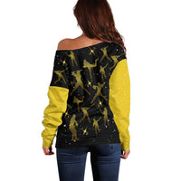 Softball Sunflower Yellow Black Christmas Off Shoulder Sweater Xmas Holiday Patterns - Wonder Print Shop
