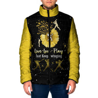 Softball Sunflower Yellow Black Christmas Padded Jacket Xmas Holiday Patterns - Wonder Print Shop
