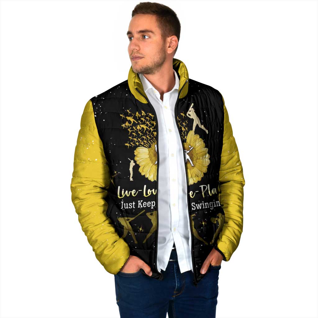 Softball Sunflower Yellow Black Christmas Padded Jacket Xmas Holiday Patterns - Wonder Print Shop