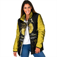 Softball Sunflower Yellow Black Christmas Padded Jacket Xmas Holiday Patterns - Wonder Print Shop