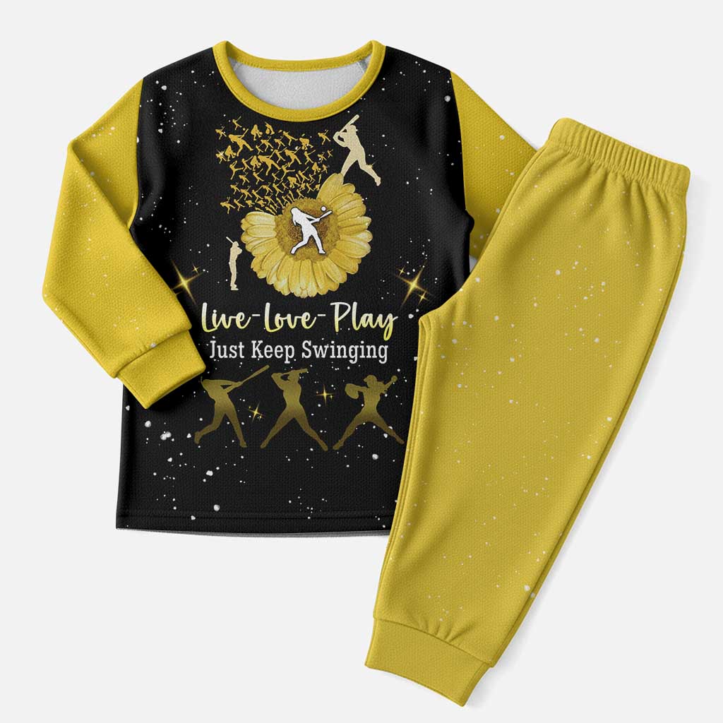 Softball Sunflower Yellow Black Christmas Pajama Set Xmas Holiday Patterns - Wonder Print Shop