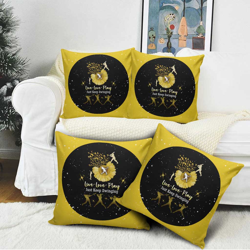 Softball Sunflower Yellow Black Christmas Pillow Cover Xmas Holiday Patterns - Wonder Print Shop