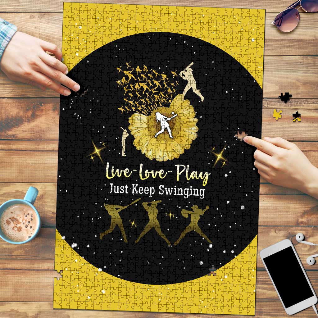 Softball Sunflower Yellow Black Christmas Puzzle Xmas Holiday Patterns - Wonder Print Shop