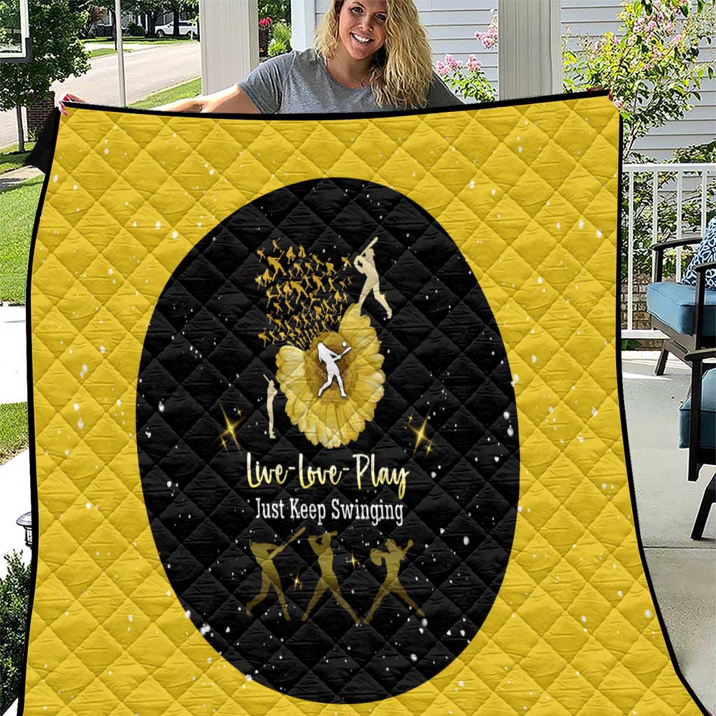 Softball Sunflower Yellow Black Christmas Quilt Xmas Holiday Patterns - Wonder Print Shop