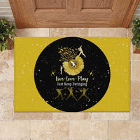 Softball Sunflower Yellow Black Christmas Rubber Doormat Xmas Holiday Patterns - Wonder Print Shop