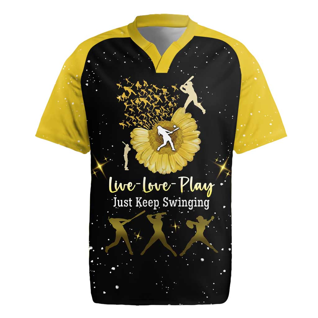 Softball Sunflower Yellow Black Christmas Rugby Jersey Xmas Holiday Patterns - Wonder Print Shop