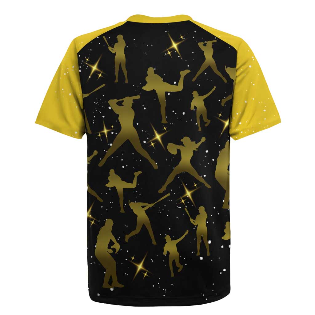 Softball Sunflower Yellow Black Christmas Rugby Jersey Xmas Holiday Patterns - Wonder Print Shop