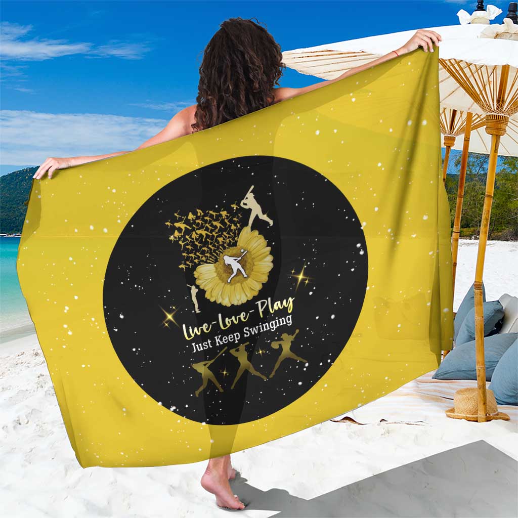 Softball Sunflower Yellow Black Christmas Sarong Xmas Holiday Patterns - Wonder Print Shop