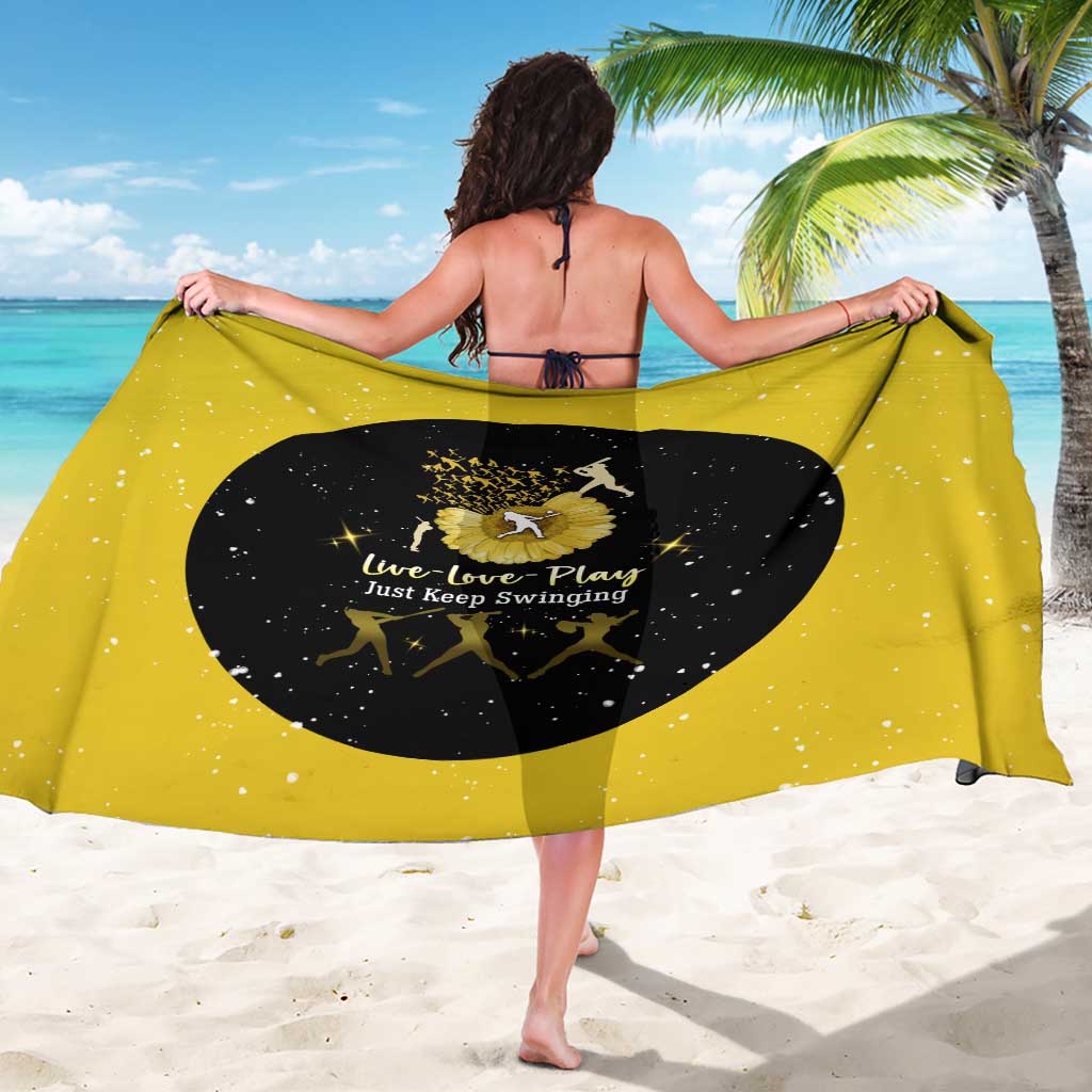 Softball Sunflower Yellow Black Christmas Sarong Xmas Holiday Patterns - Wonder Print Shop