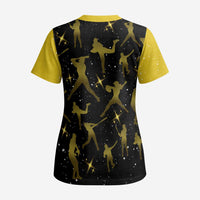 Softball Sunflower Yellow Black Christmas Scrub Top Xmas Holiday Patterns - Wonder Print Shop