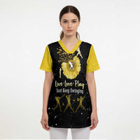 Softball Sunflower Yellow Black Christmas Scrub Top Xmas Holiday Patterns - Wonder Print Shop