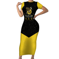 Softball Sunflower Yellow Black Christmas Short Sleeve Bodycon Dress Xmas Holiday Patterns - Wonder Print Shop