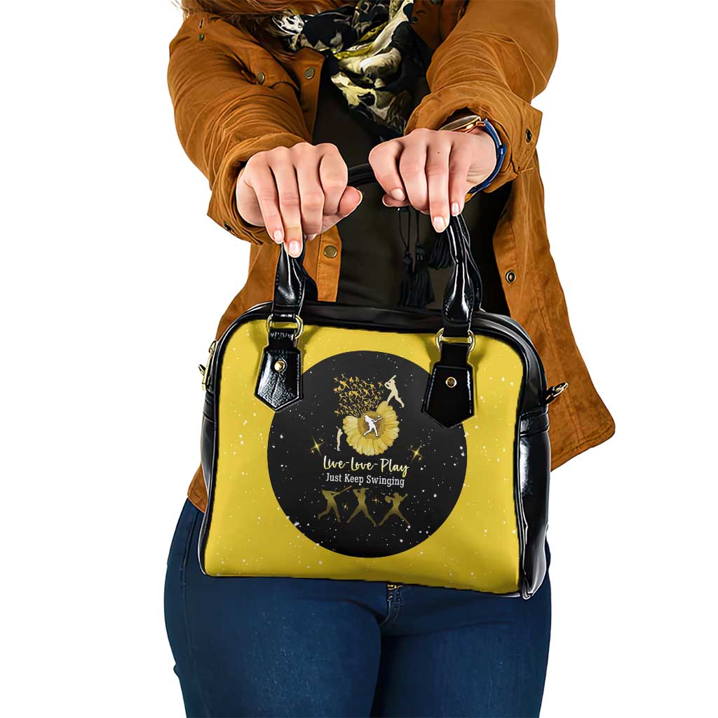 Softball Sunflower Yellow Black Christmas Shoulder Handbag Xmas Holiday Patterns - Wonder Print Shop