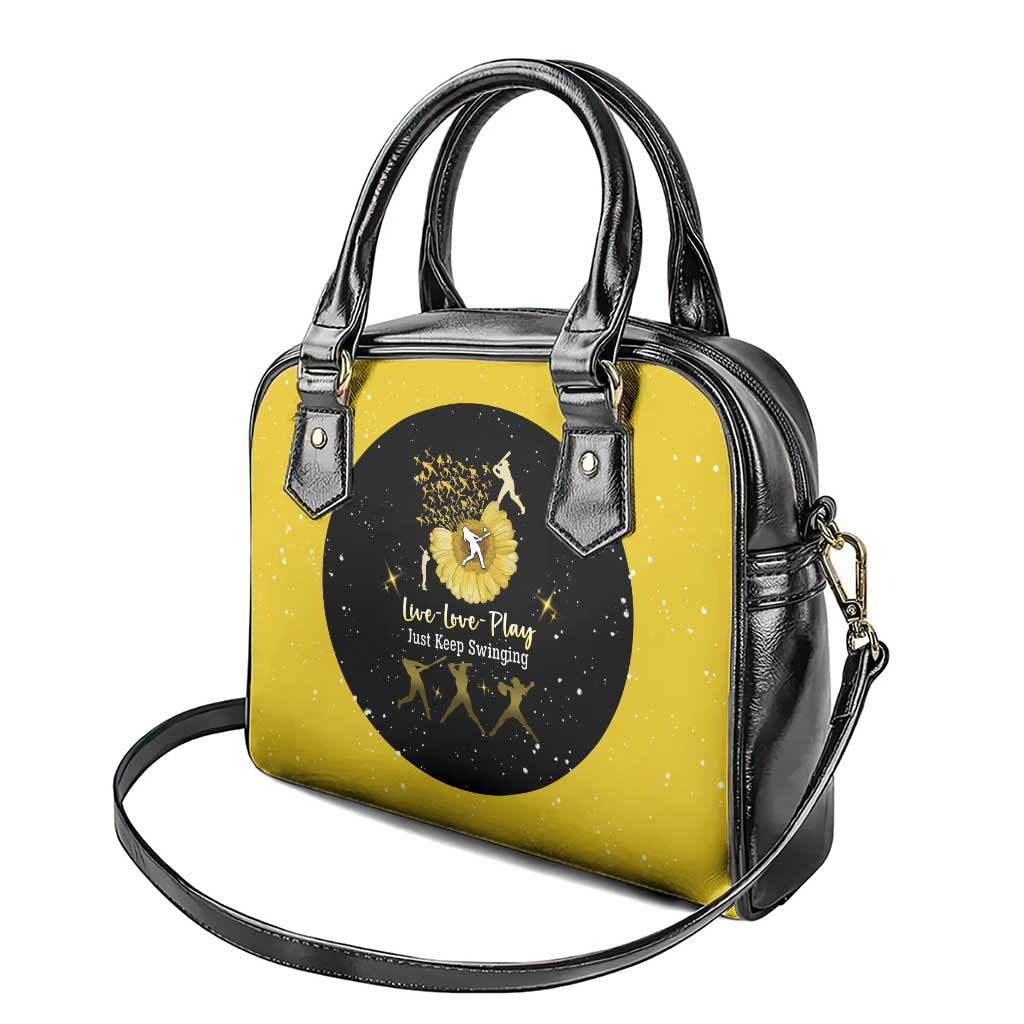 Softball Sunflower Yellow Black Christmas Shoulder Handbag Xmas Holiday Patterns - Wonder Print Shop