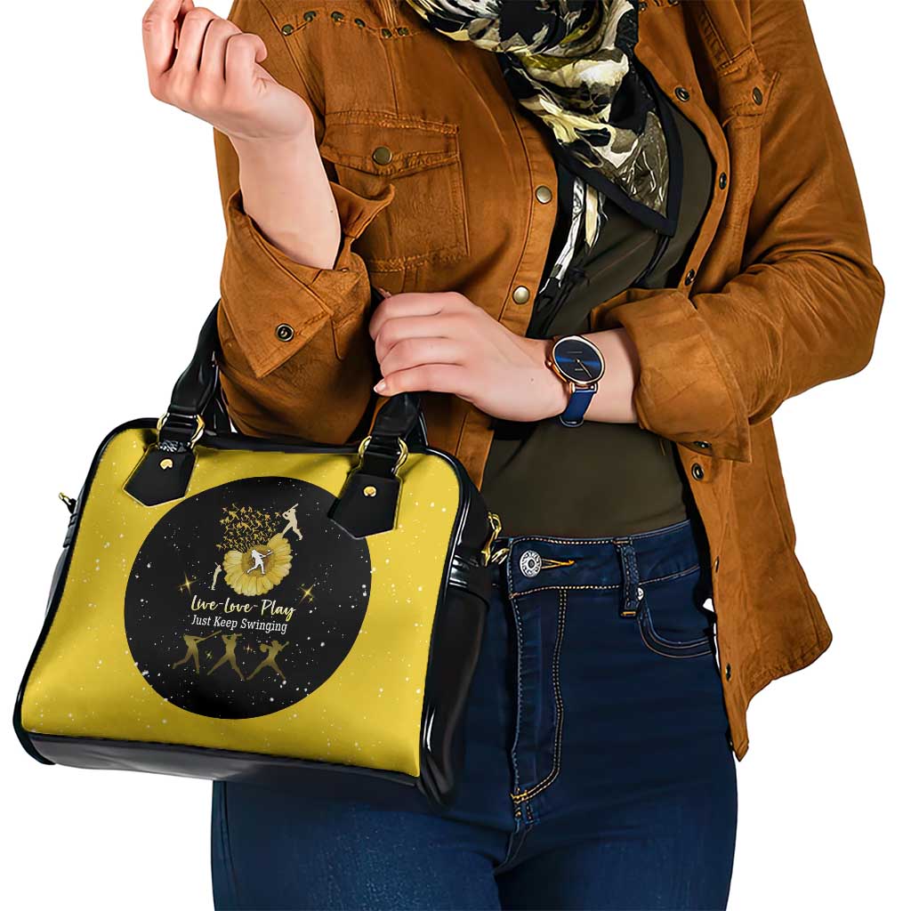 Softball Sunflower Yellow Black Christmas Shoulder Handbag Xmas Holiday Patterns - Wonder Print Shop