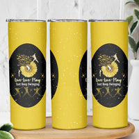 Softball Sunflower Yellow Black Christmas Skinny Tumbler Xmas Holiday Patterns - Wonder Print Shop