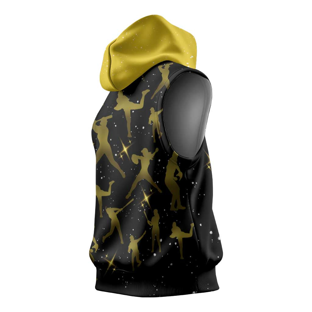 Softball Sunflower Yellow Black Christmas Sleeveless Hoodie Xmas Holiday Patterns - Wonder Print Shop