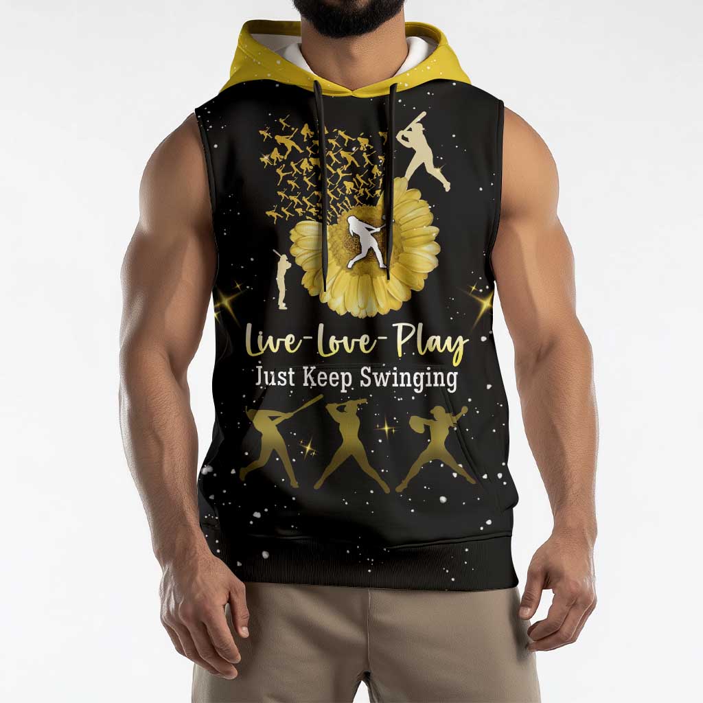 Softball Sunflower Yellow Black Christmas Sleeveless Hoodie Xmas Holiday Patterns - Wonder Print Shop