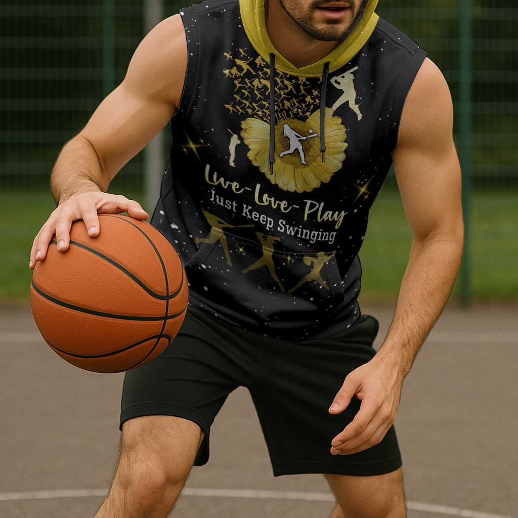 Softball Sunflower Yellow Black Christmas Sleeveless Hoodie Xmas Holiday Patterns - Wonder Print Shop