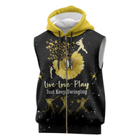 Softball Sunflower Yellow Black Christmas Sleeveless Zip Hoodie Xmas Holiday Patterns - Wonder Print Shop