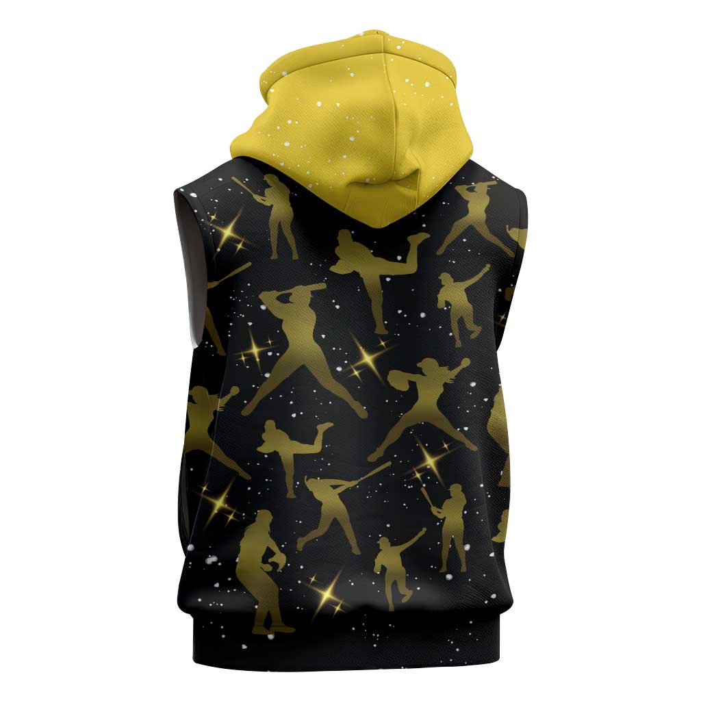 Softball Sunflower Yellow Black Christmas Sleeveless Zip Hoodie Xmas Holiday Patterns - Wonder Print Shop