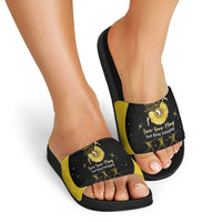 Softball Sunflower Yellow Black Christmas Slide Sandals Xmas Holiday Patterns - Wonder Print Shop