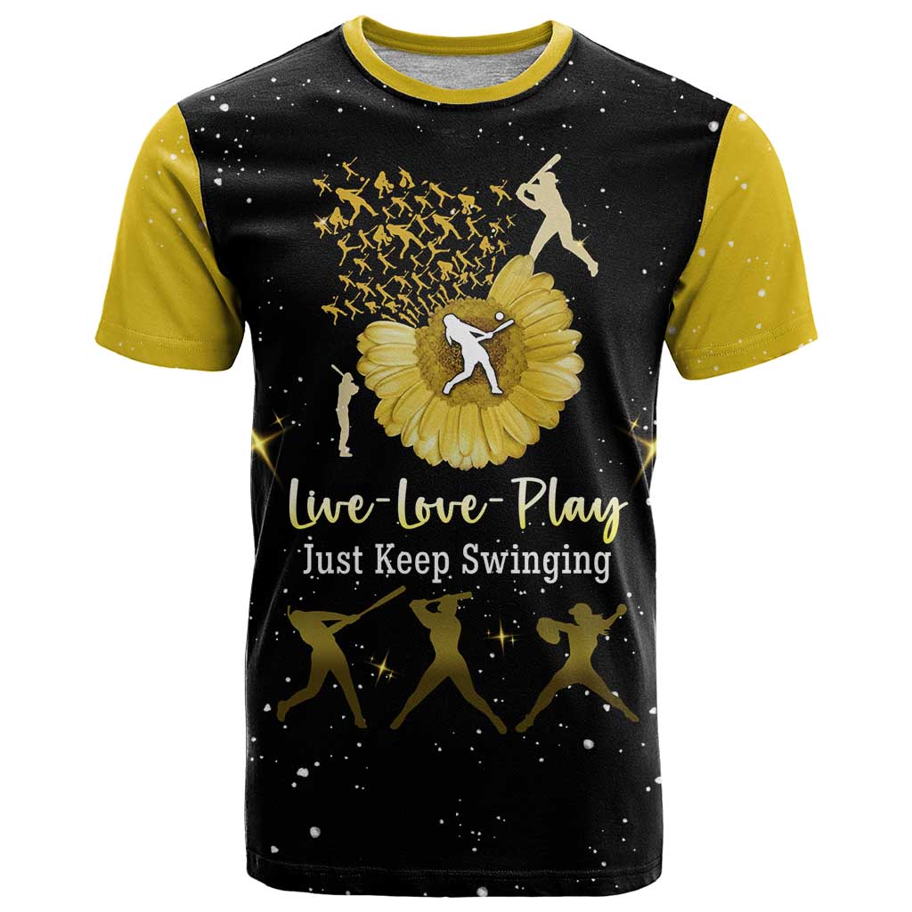 Softball Sunflower Yellow Black Christmas T Shirt Xmas Holiday Patterns - Wonder Print Shop