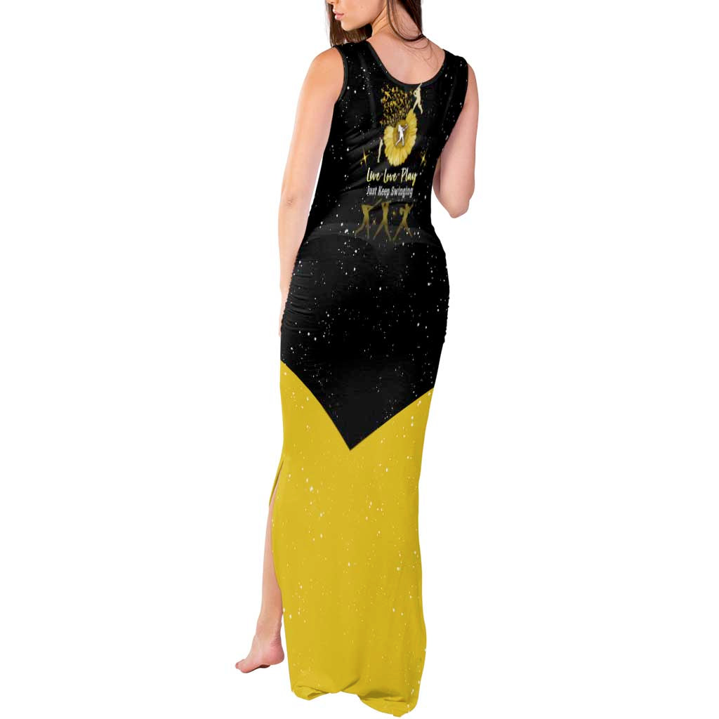 Softball Sunflower Yellow Black Christmas Tank Maxi Dress Xmas Holiday Patterns - Wonder Print Shop
