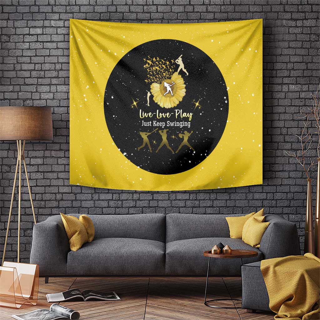 Softball Sunflower Yellow Black Christmas Tapestry Xmas Holiday Patterns - Wonder Print Shop