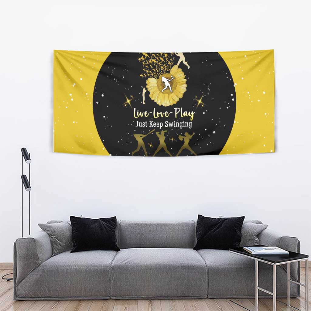 Softball Sunflower Yellow Black Christmas Tapestry Xmas Holiday Patterns - Wonder Print Shop